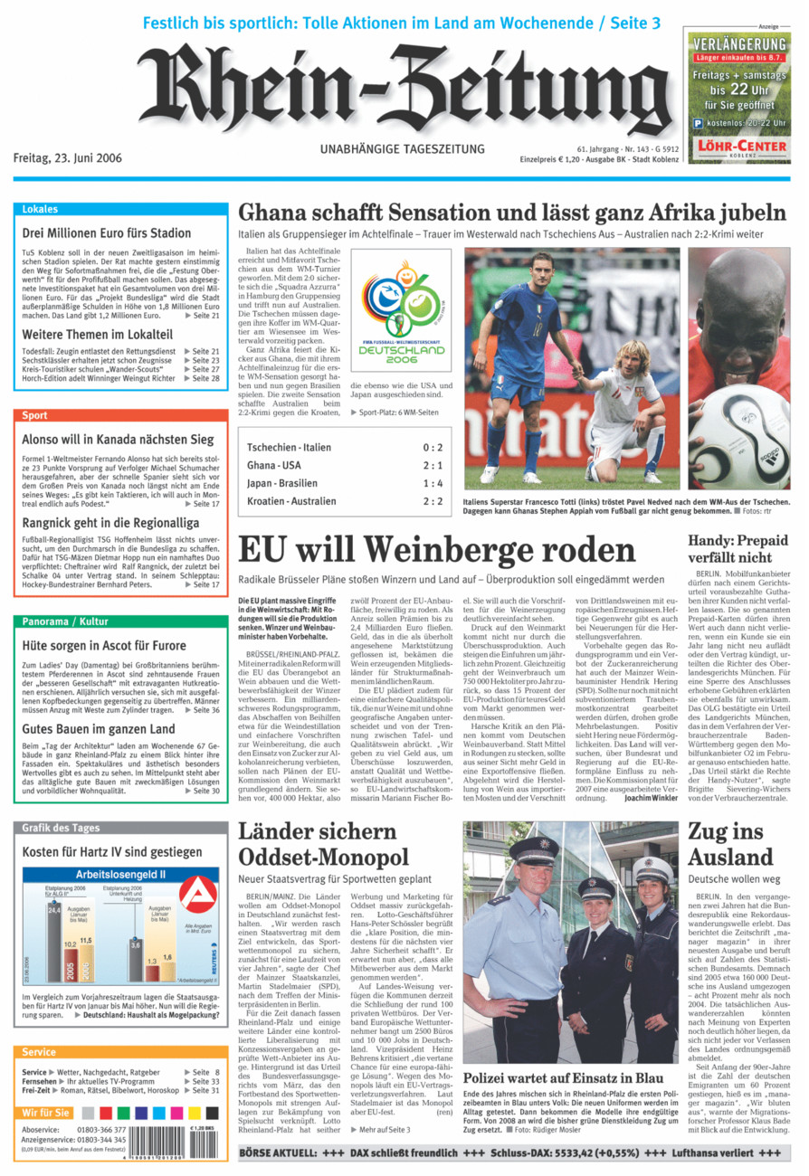 Rhein-Zeitung Koblenz & Region vom Freitag, 23.06.2006