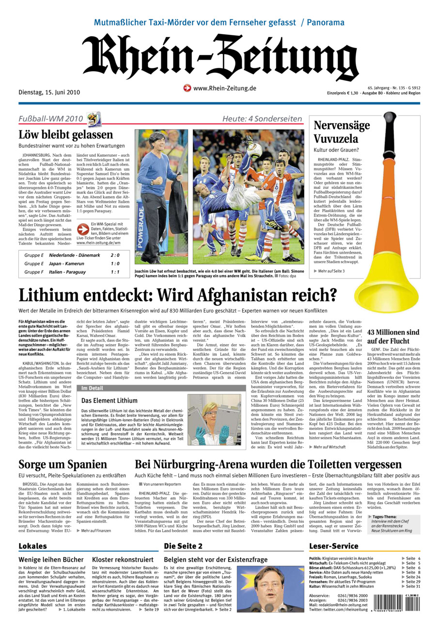 Rhein-Zeitung Koblenz & Region vom Dienstag, 15.06.2010