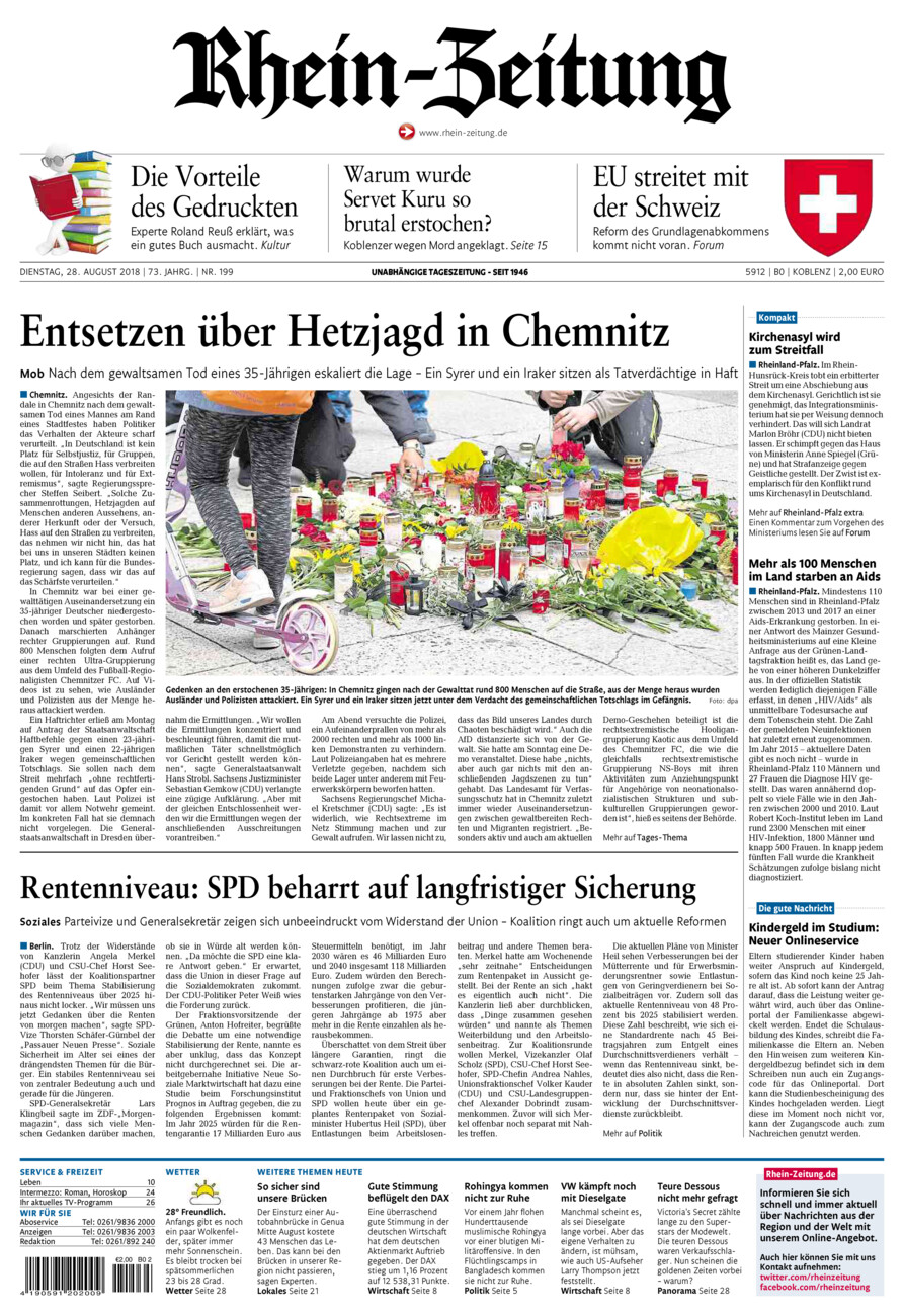 Rhein-Zeitung Koblenz & Region vom Dienstag, 28.08.2018
