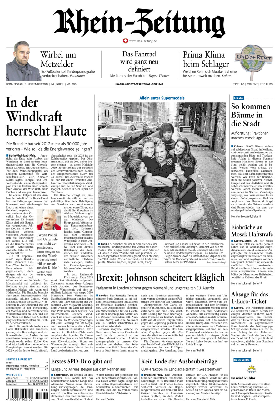 Rhein-Zeitung Koblenz & Region vom Donnerstag, 05.09.2019