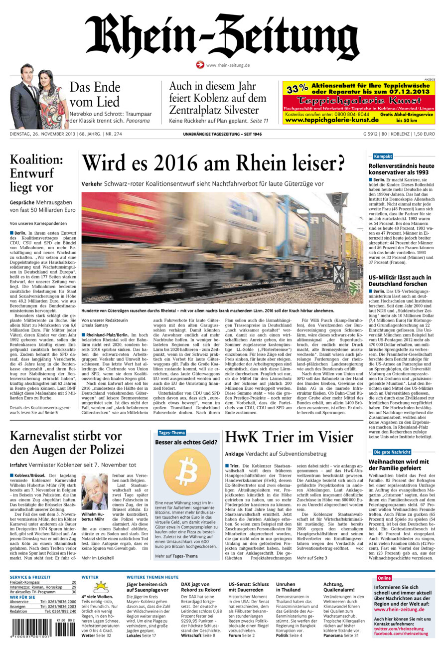 Rhein-Zeitung Koblenz & Region vom Dienstag, 26.11.2013