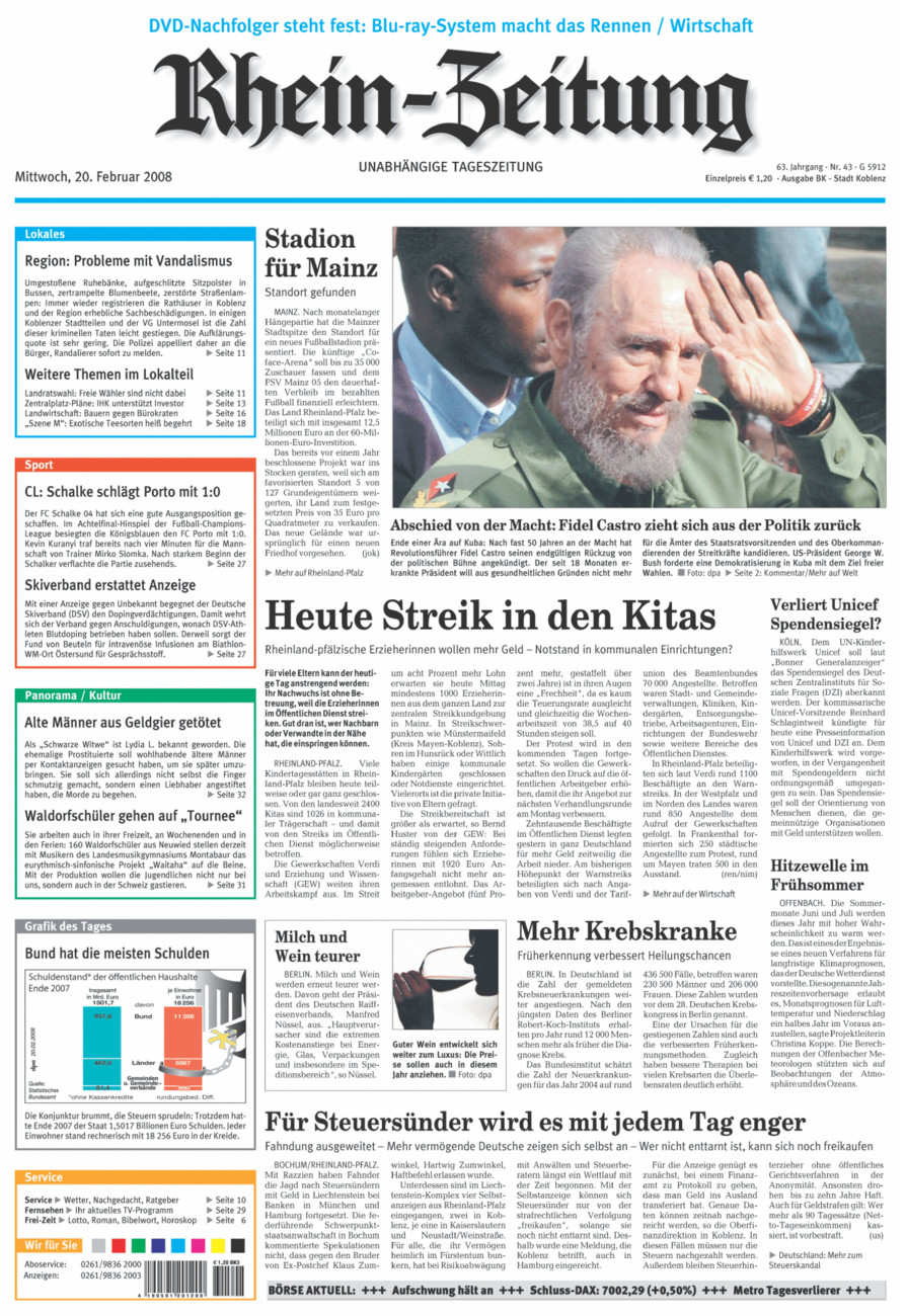 Rhein-Zeitung Koblenz & Region vom Mittwoch, 20.02.2008