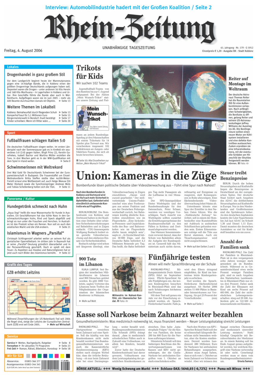 Rhein-Zeitung Koblenz & Region vom Freitag, 04.08.2006
