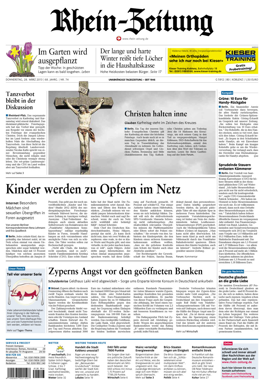 Rhein-Zeitung Koblenz & Region vom Donnerstag, 28.03.2013