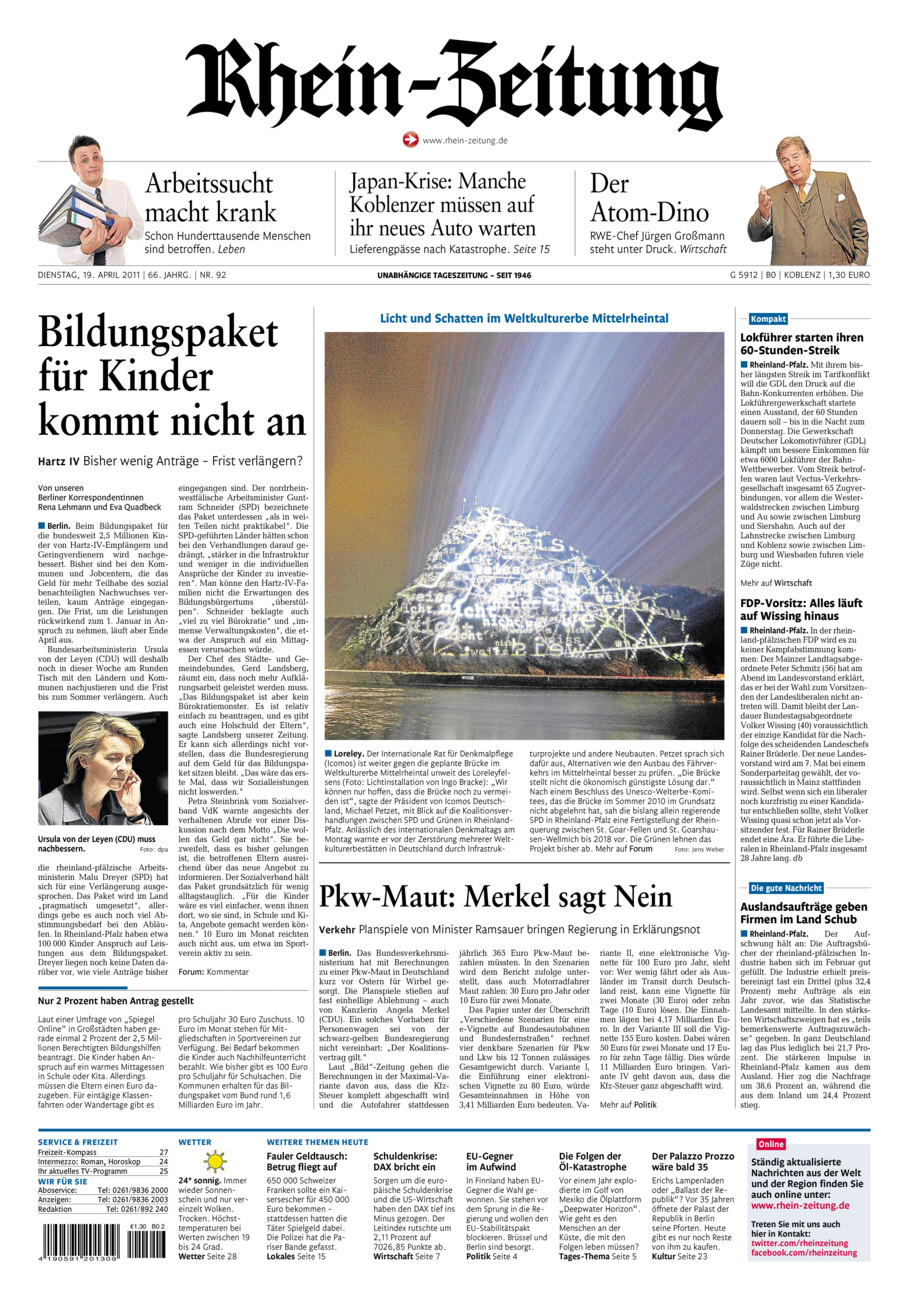 Rhein-Zeitung Koblenz & Region vom Dienstag, 19.04.2011