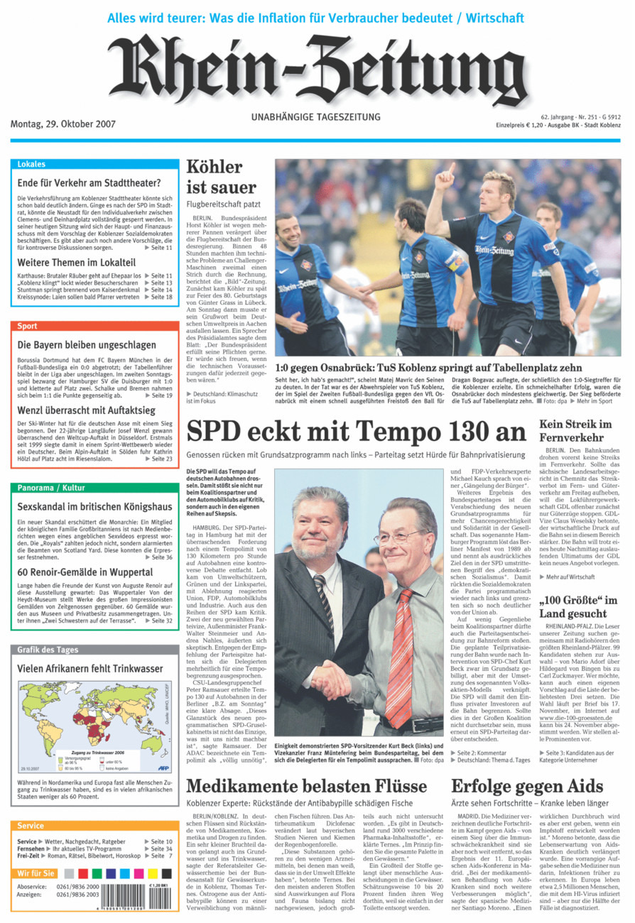 Rhein-Zeitung Koblenz & Region vom Montag, 29.10.2007