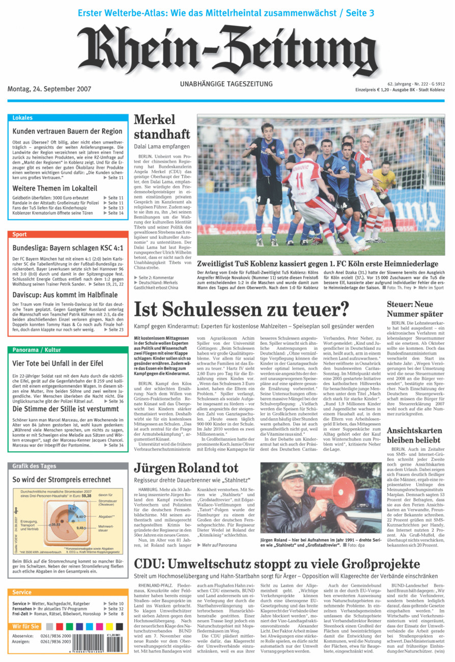 Rhein-Zeitung Koblenz & Region vom Montag, 24.09.2007
