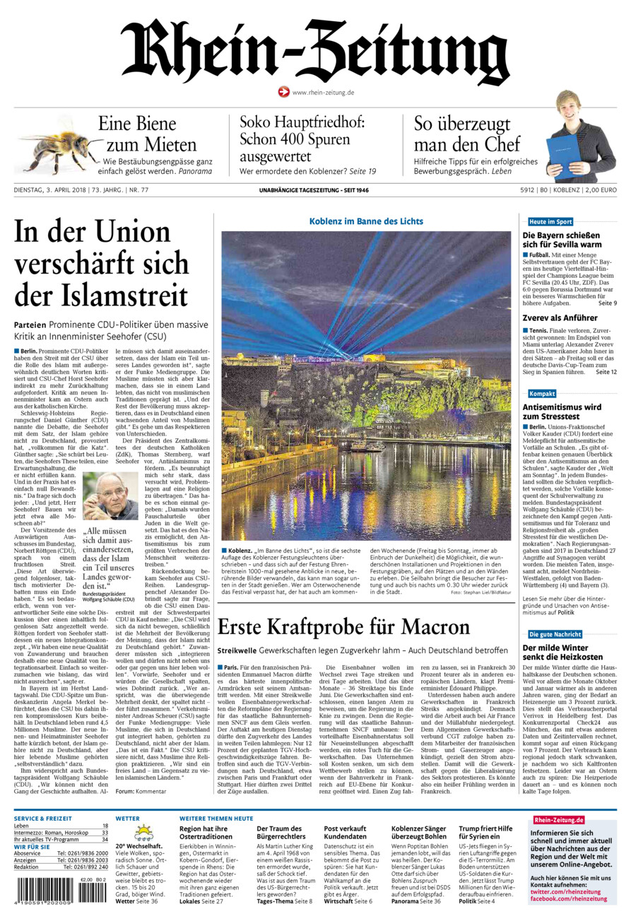 Rhein-Zeitung Koblenz & Region vom Dienstag, 03.04.2018