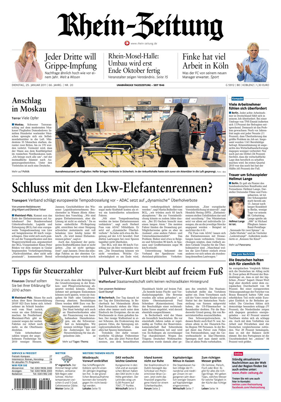 Rhein-Zeitung Koblenz & Region vom Dienstag, 25.01.2011