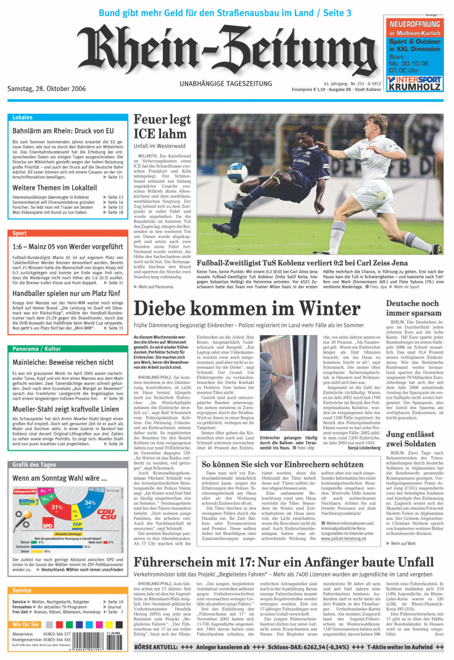 Rhein-Zeitung Koblenz & Region vom Samstag, 28.10.2006