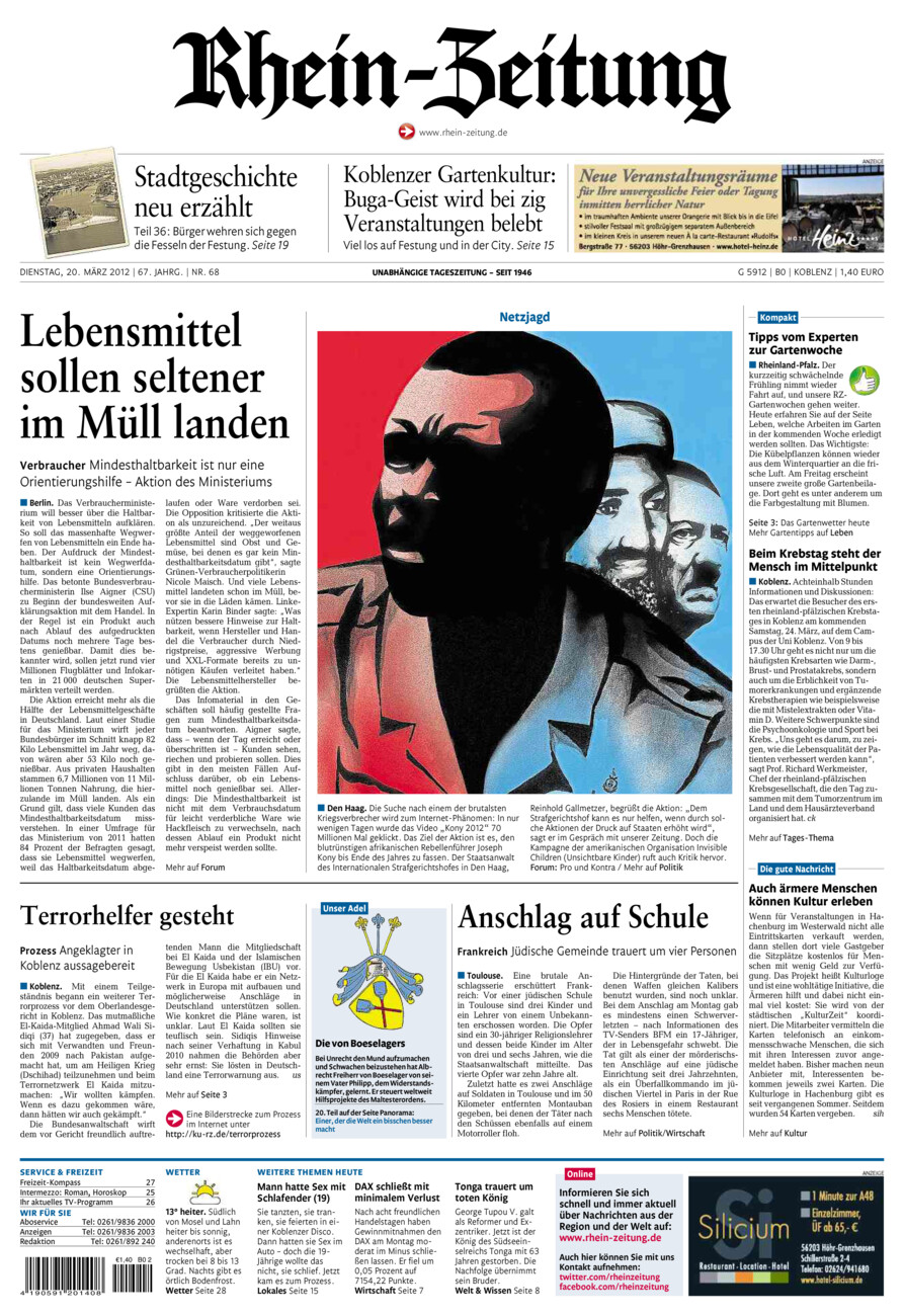 Rhein-Zeitung Koblenz & Region vom Dienstag, 20.03.2012