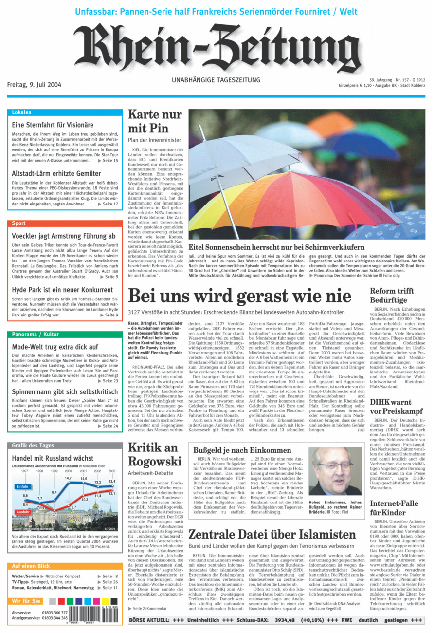 Rhein-Zeitung Koblenz & Region vom Freitag, 09.07.2004
