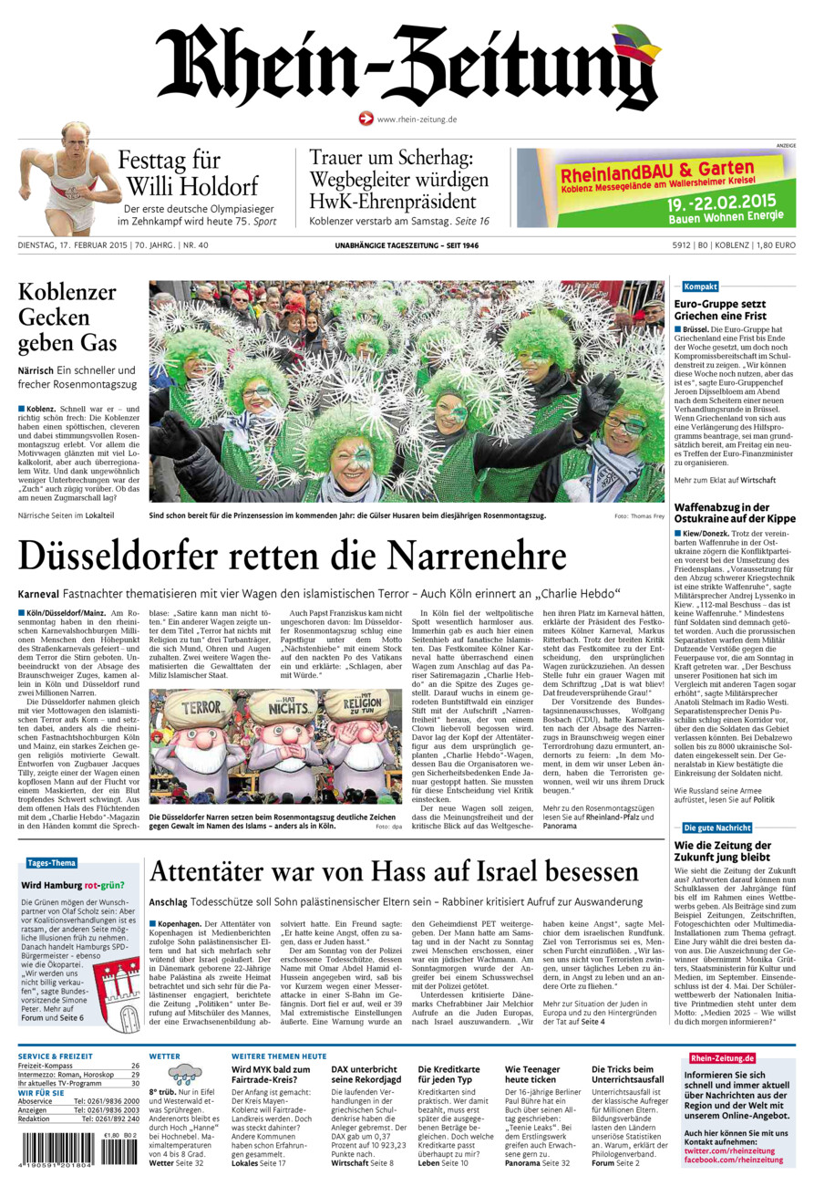 Rhein-Zeitung Koblenz & Region vom Dienstag, 17.02.2015