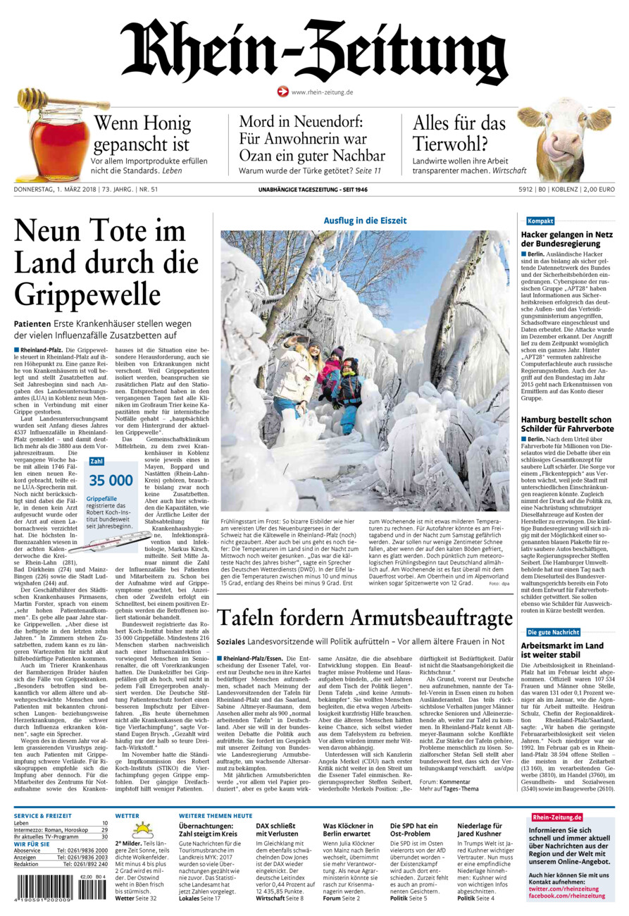 Rhein-Zeitung Koblenz & Region vom Donnerstag, 01.03.2018