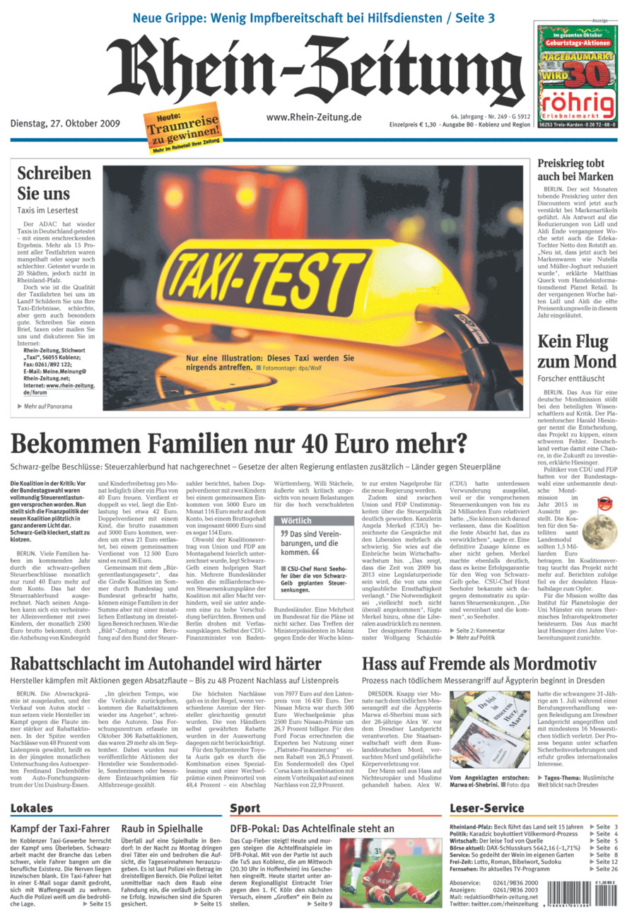 Rhein-Zeitung Koblenz & Region vom Dienstag, 27.10.2009