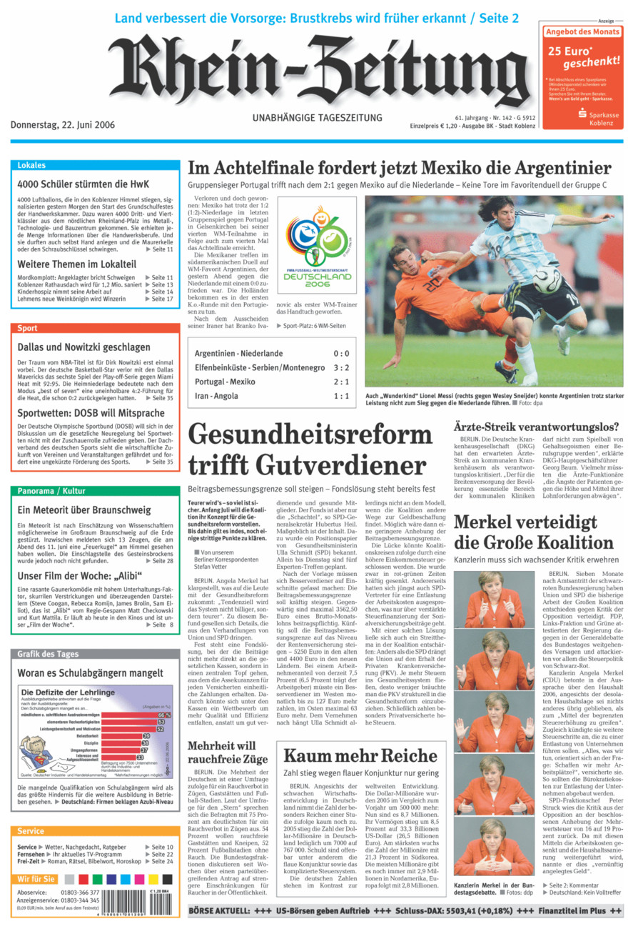 Rhein-Zeitung Koblenz & Region vom Donnerstag, 22.06.2006
