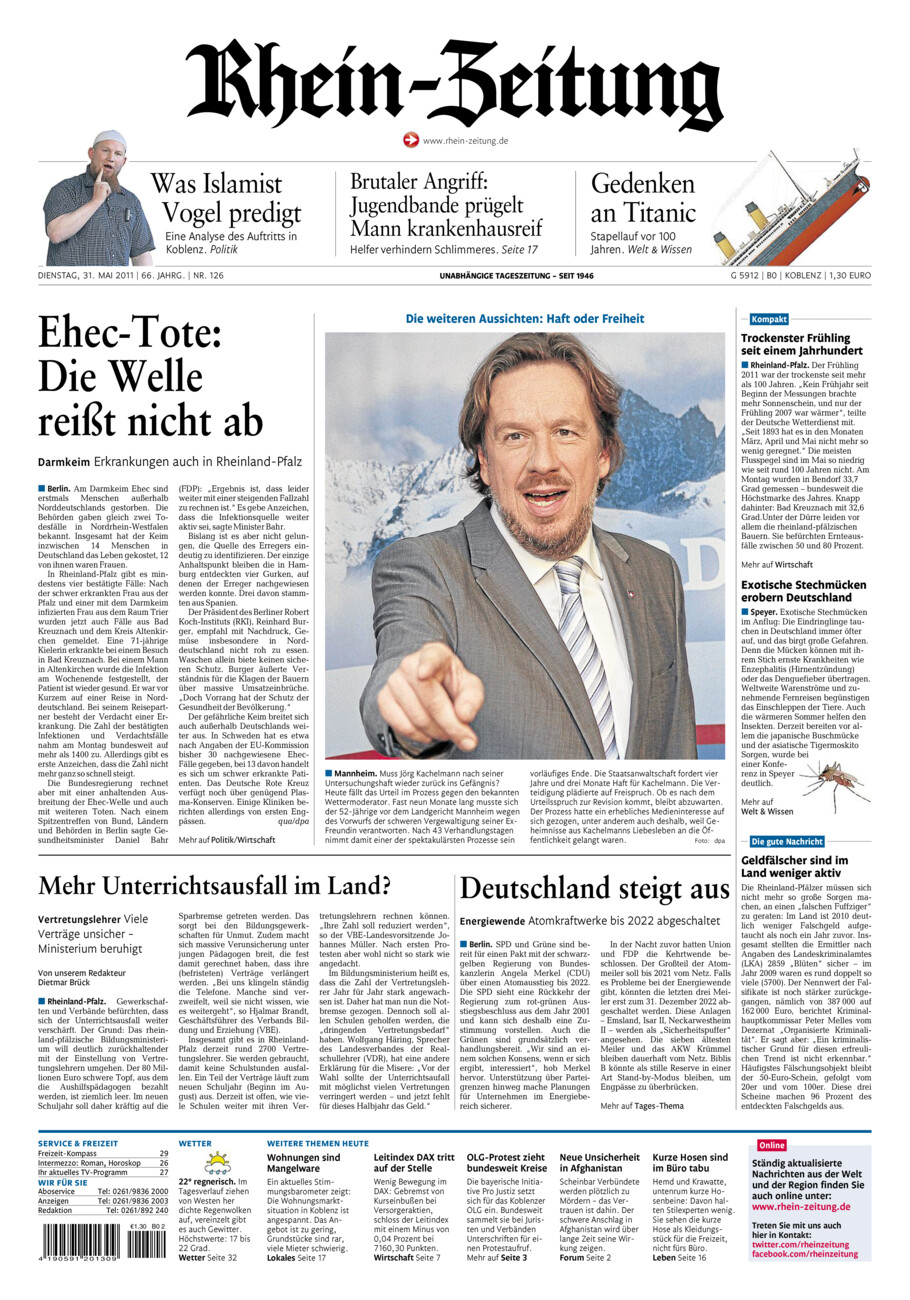 Rhein-Zeitung Koblenz & Region vom Dienstag, 31.05.2011
