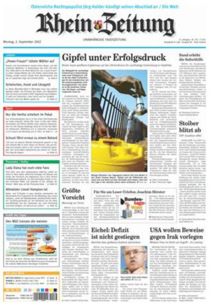 Rhein-Zeitung Koblenz & Region vom Montag, 02.09.2002