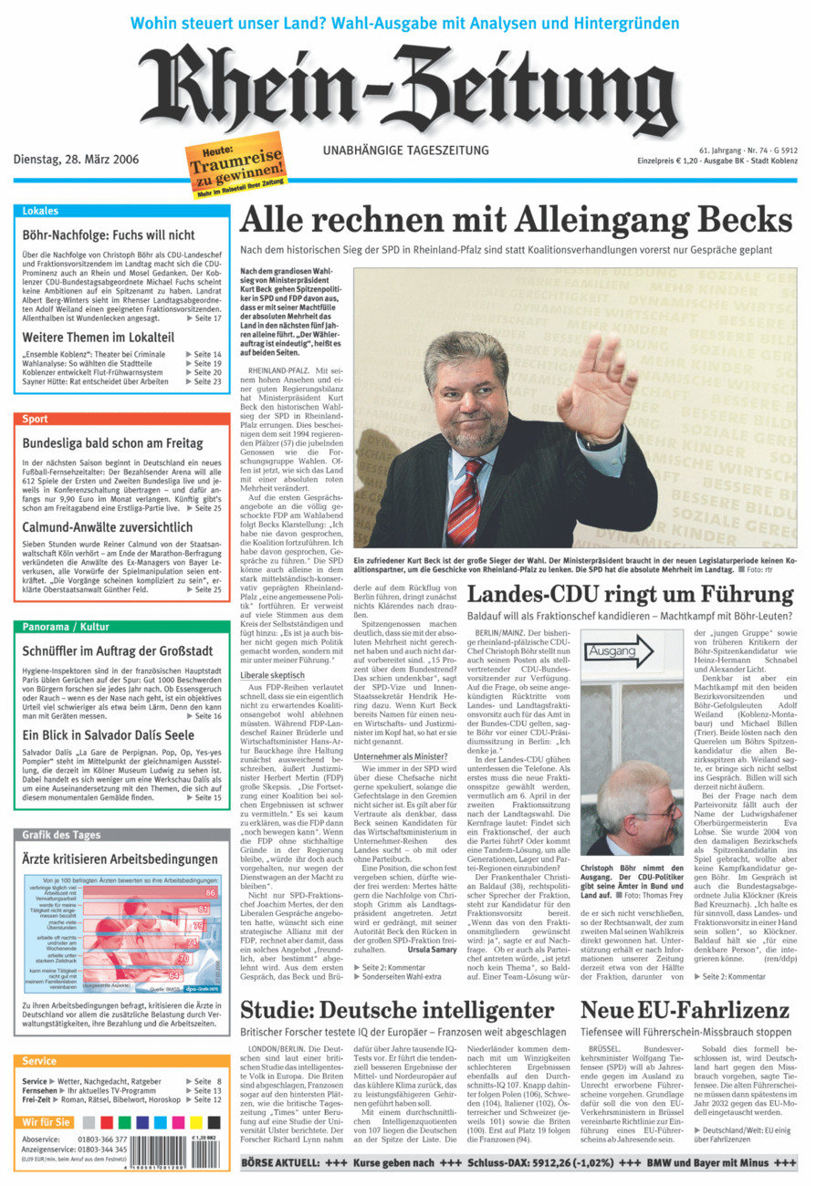 Rhein-Zeitung Koblenz & Region vom Dienstag, 28.03.2006