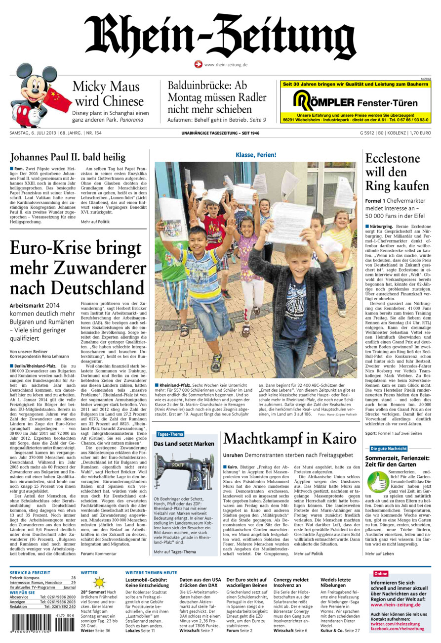 Rhein-Zeitung Koblenz & Region vom Samstag, 06.07.2013