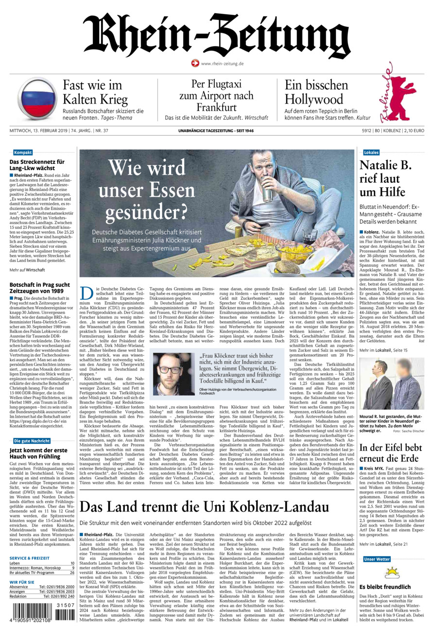 Rhein-Zeitung Koblenz & Region vom Mittwoch, 13.02.2019