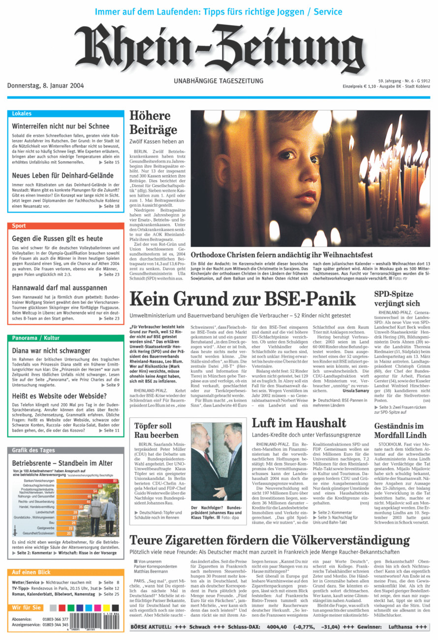 Rhein-Zeitung Koblenz & Region vom Donnerstag, 08.01.2004
