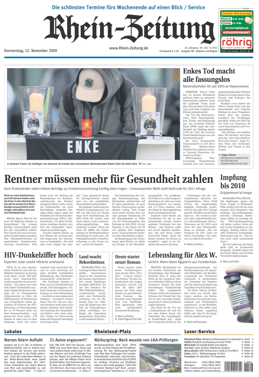 Rhein-Zeitung Koblenz & Region vom Donnerstag, 12.11.2009