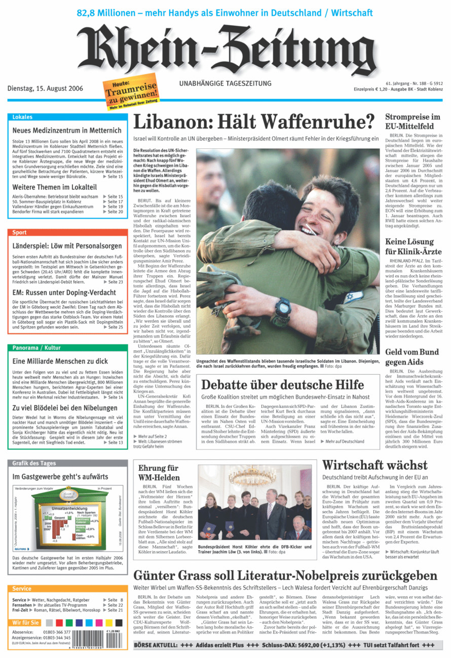 Rhein-Zeitung Koblenz & Region vom Dienstag, 15.08.2006