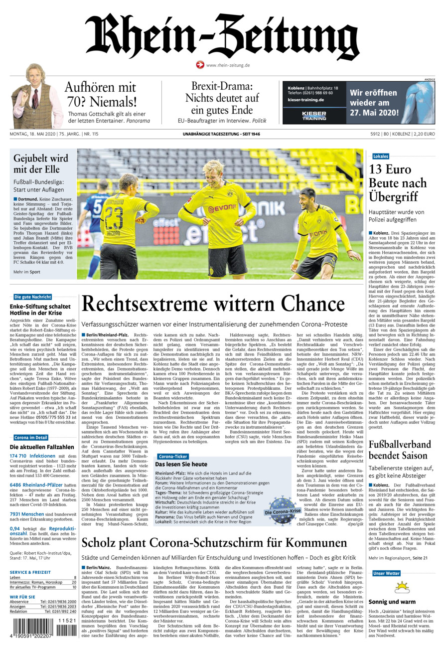 Rhein-Zeitung Koblenz & Region vom Montag, 18.05.2020