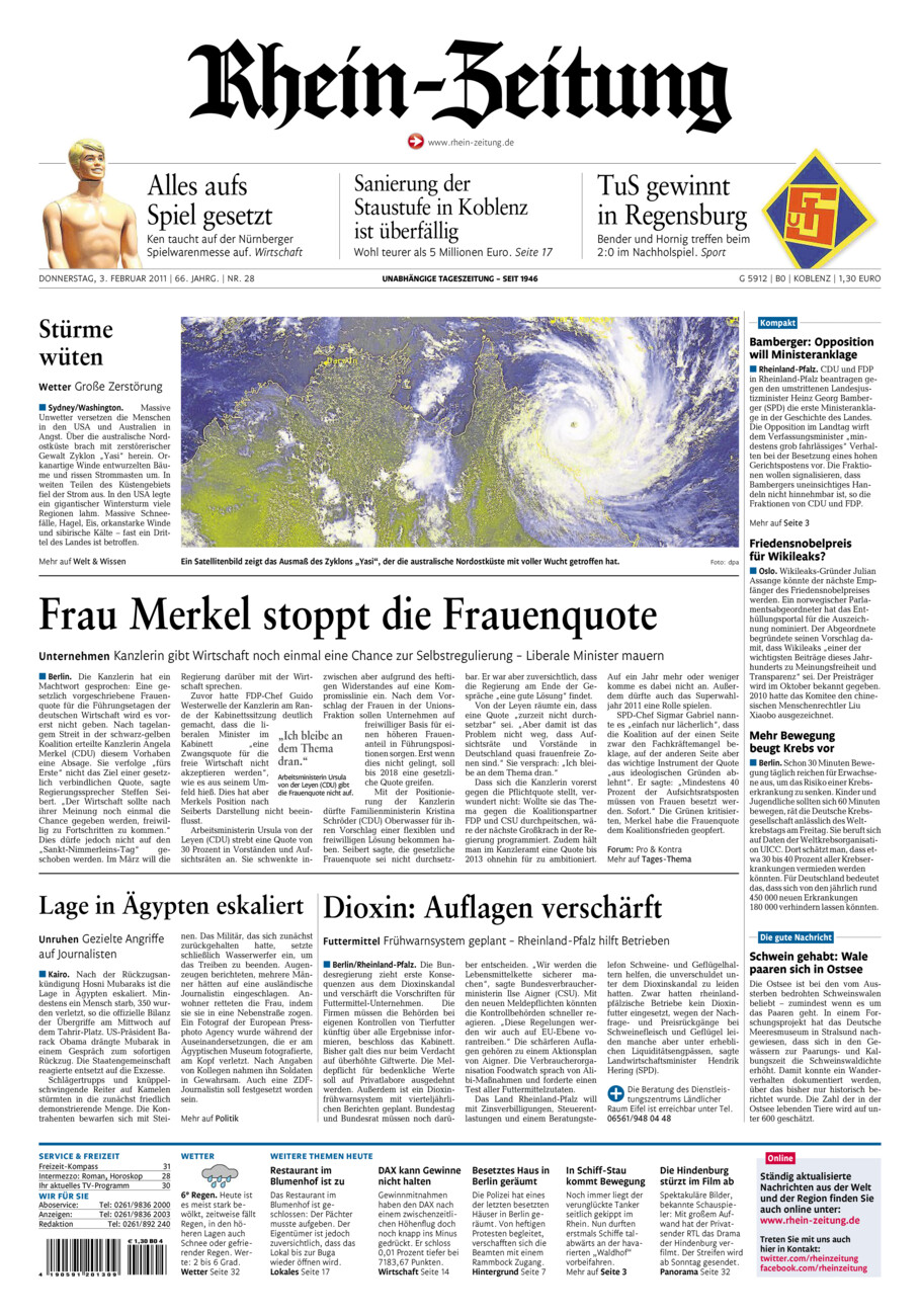 Rhein-Zeitung Koblenz & Region vom Donnerstag, 03.02.2011