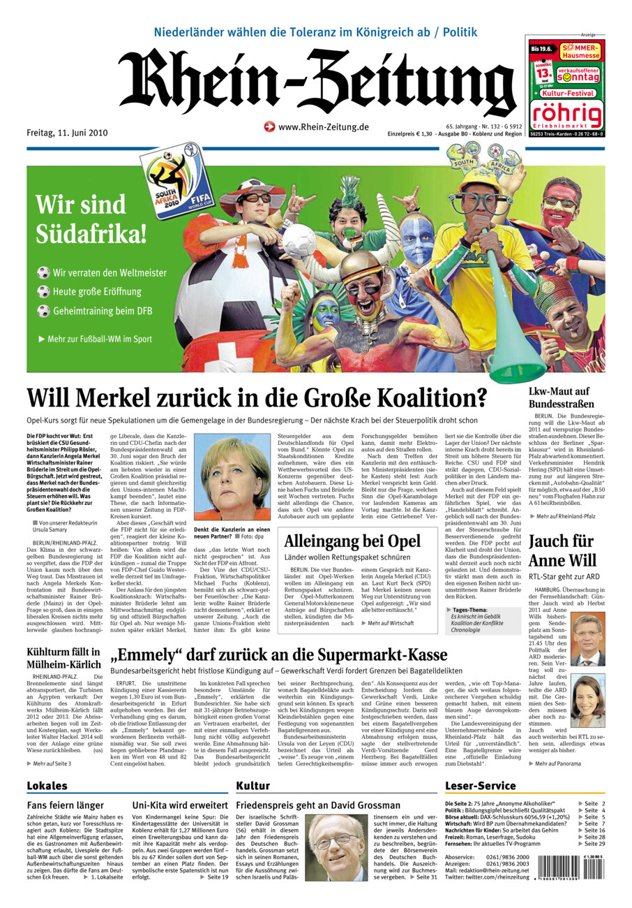 Rhein-Zeitung Koblenz & Region vom Freitag, 11.06.2010