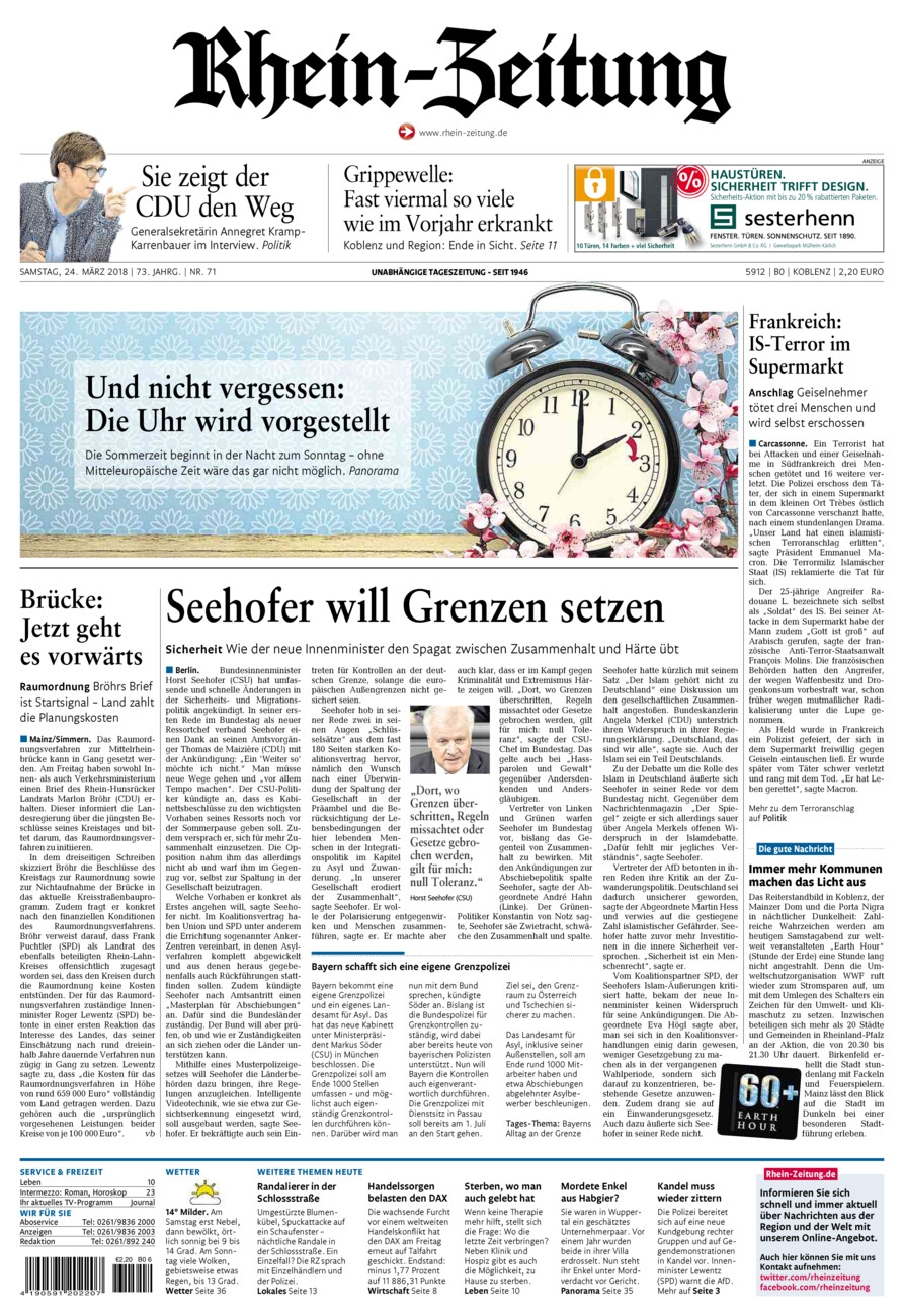 Rhein-Zeitung Koblenz & Region vom Samstag, 24.03.2018