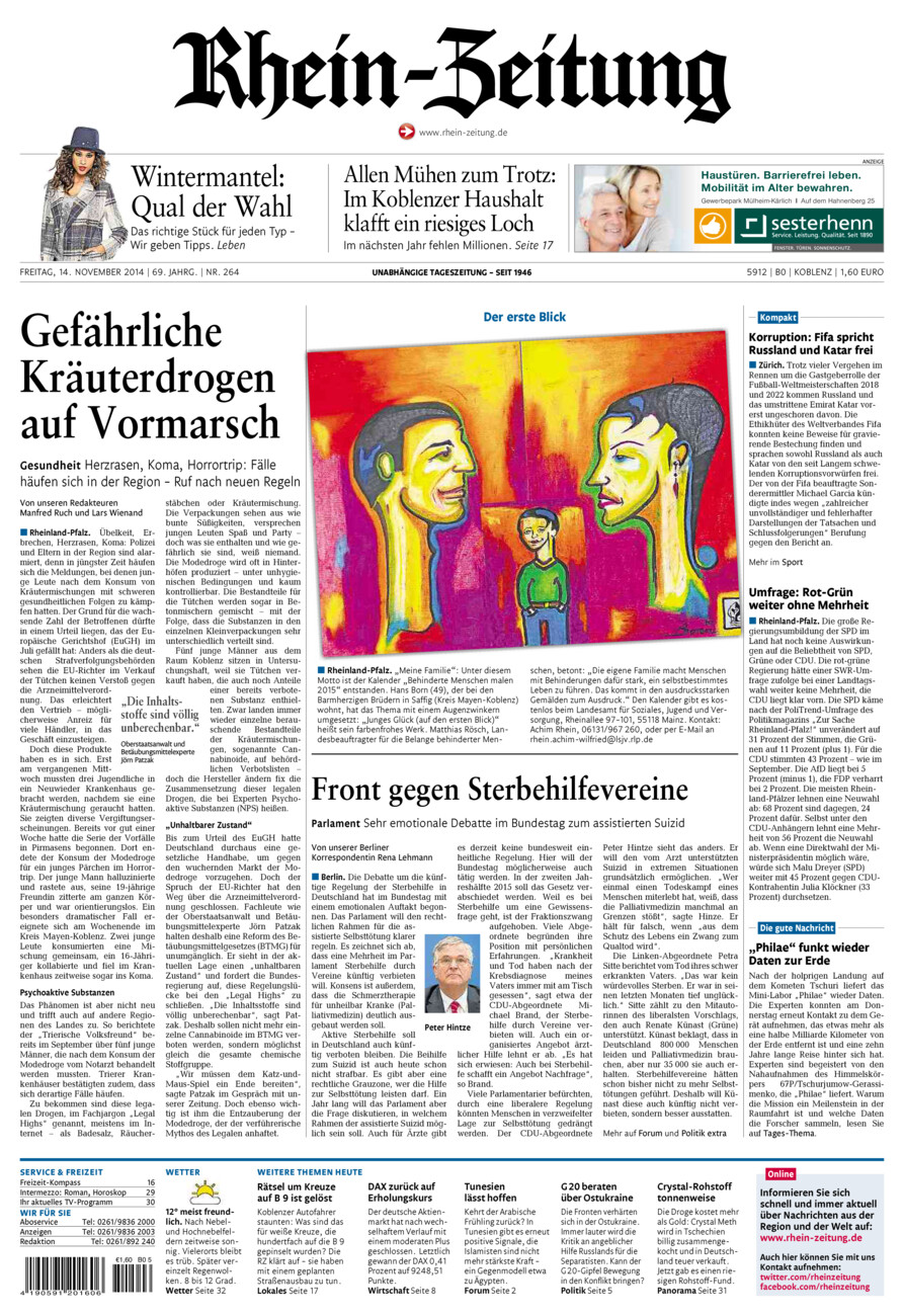 Rhein-Zeitung Koblenz & Region vom Freitag, 14.11.2014