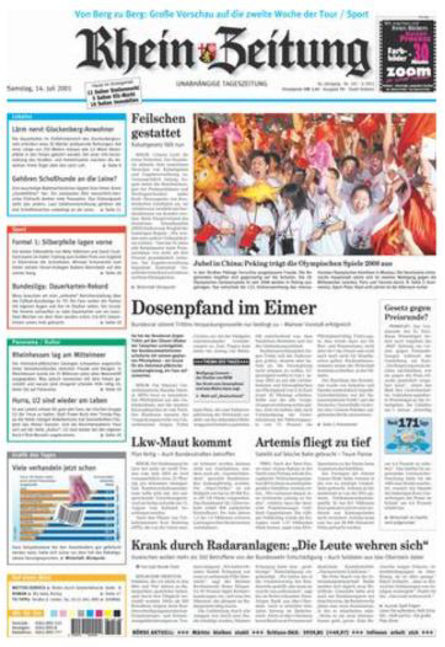 Rhein-Zeitung Koblenz & Region vom Samstag, 14.07.2001