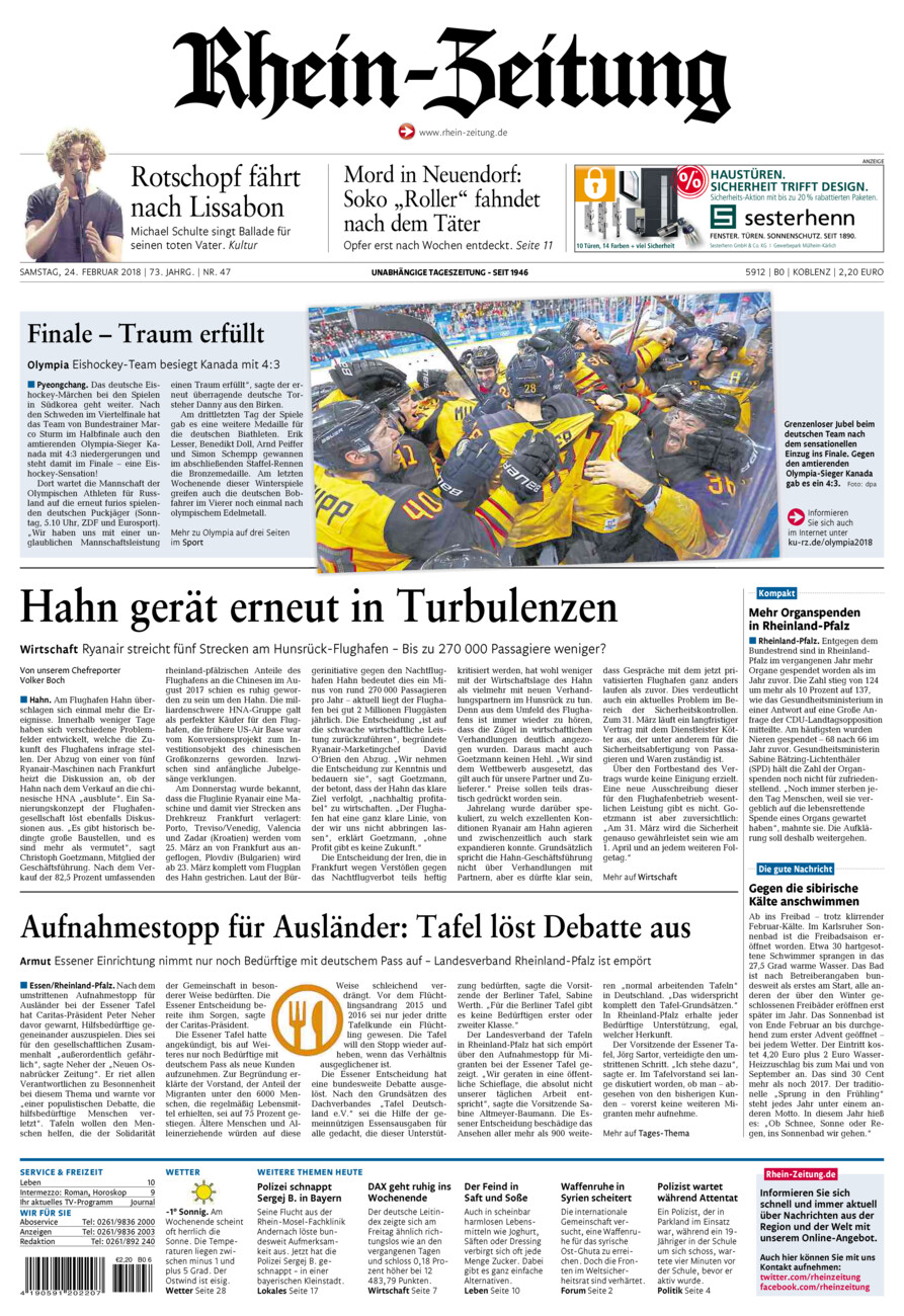 Rhein-Zeitung Koblenz & Region vom Samstag, 24.02.2018