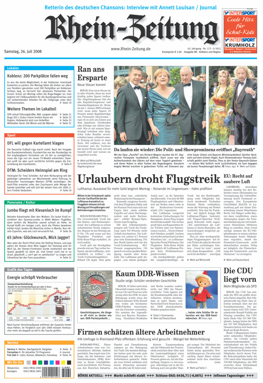 Rhein-Zeitung Koblenz & Region vom Samstag, 26.07.2008