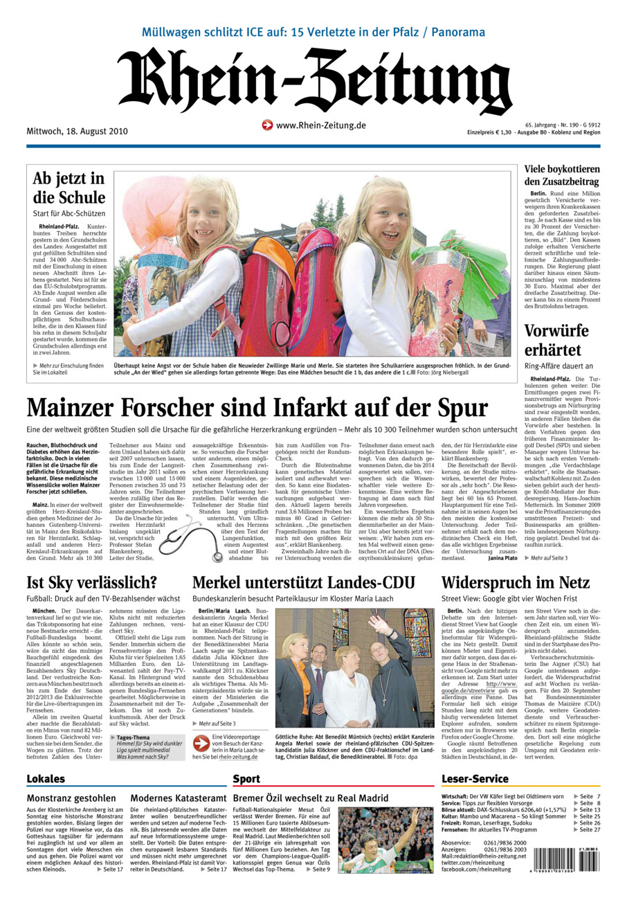 Rhein-Zeitung Koblenz & Region vom Mittwoch, 18.08.2010