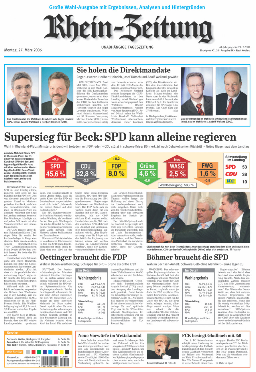 Rhein-Zeitung Koblenz & Region vom Montag, 27.03.2006