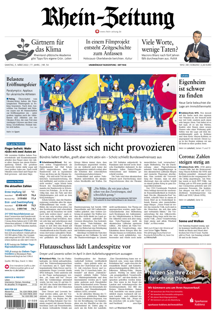 Rhein-Zeitung Koblenz & Region vom Samstag, 05.03.2022