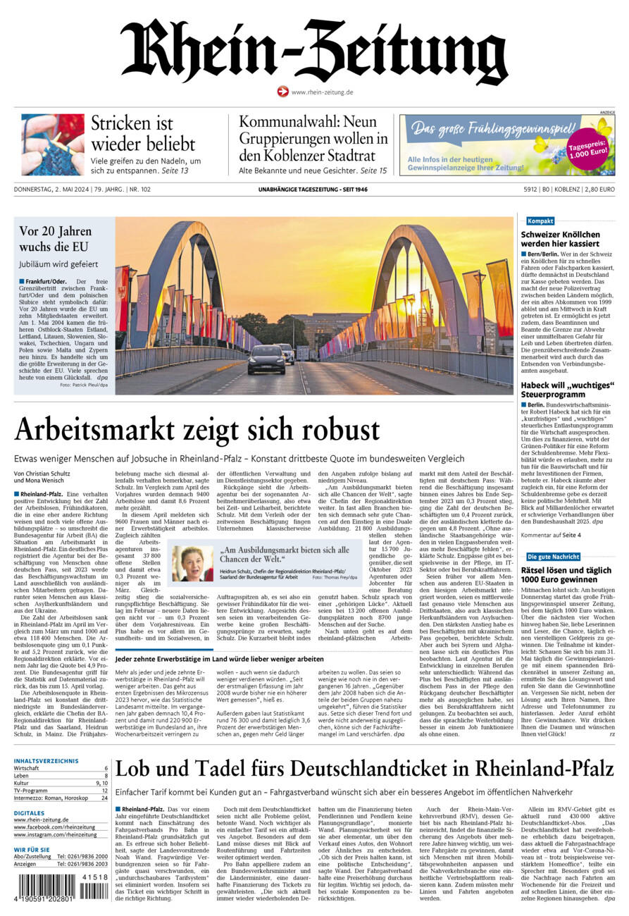 Rhein-Zeitung Koblenz & Region vom Donnerstag, 02.05.2024