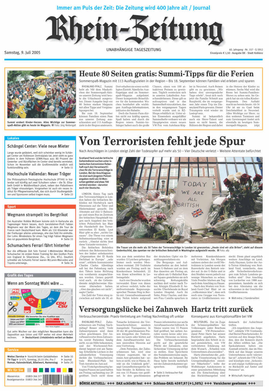 Rhein-Zeitung Koblenz & Region vom Samstag, 09.07.2005