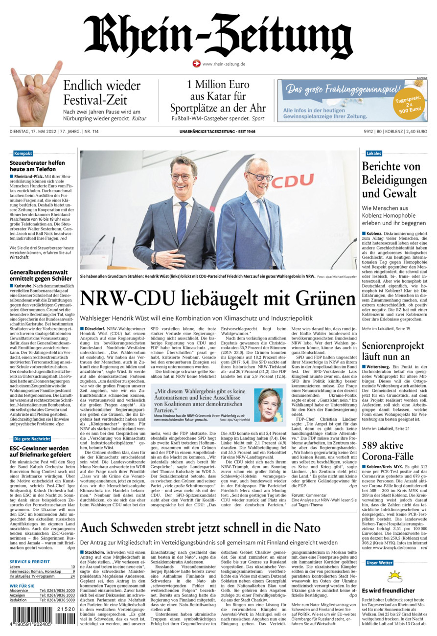 Rhein-Zeitung Koblenz & Region vom Dienstag, 17.05.2022