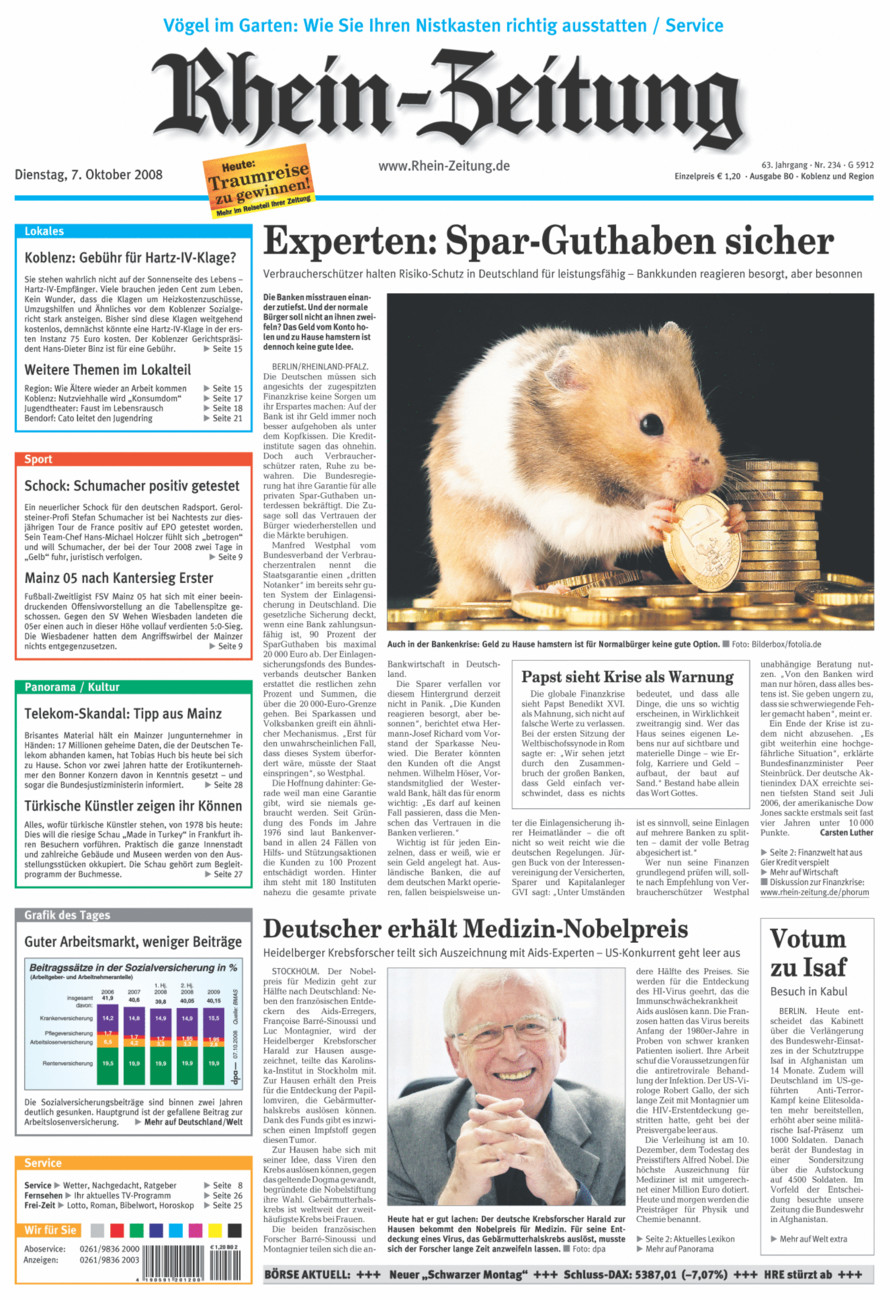 Rhein-Zeitung Koblenz & Region vom Dienstag, 07.10.2008