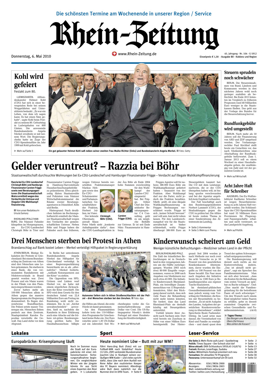 Rhein-Zeitung Koblenz & Region vom Donnerstag, 06.05.2010