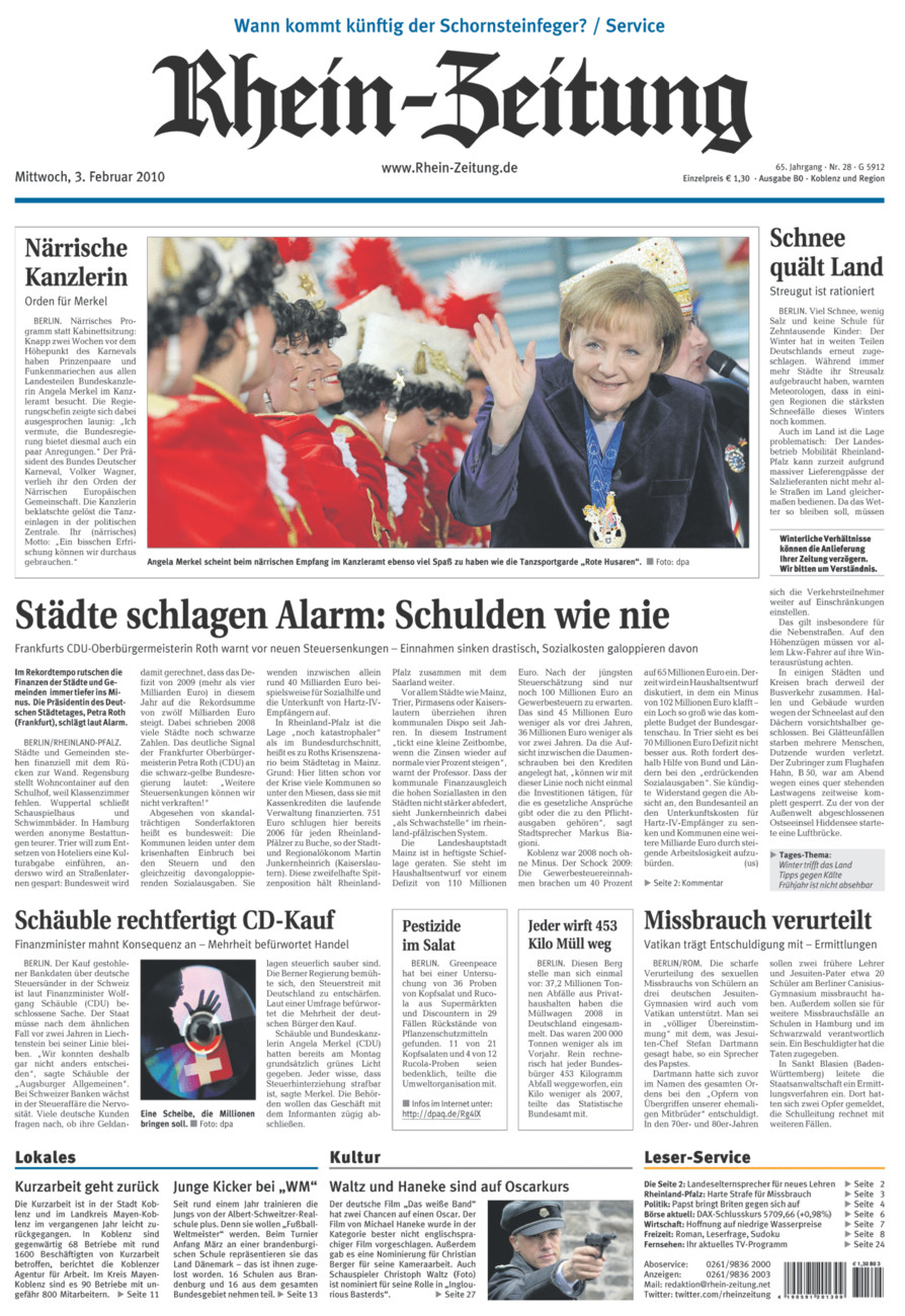 Rhein-Zeitung Koblenz & Region vom Mittwoch, 03.02.2010
