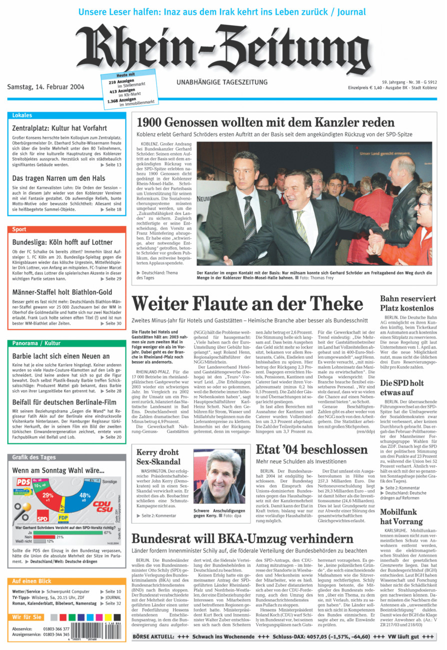 Rhein-Zeitung Koblenz & Region vom Samstag, 14.02.2004