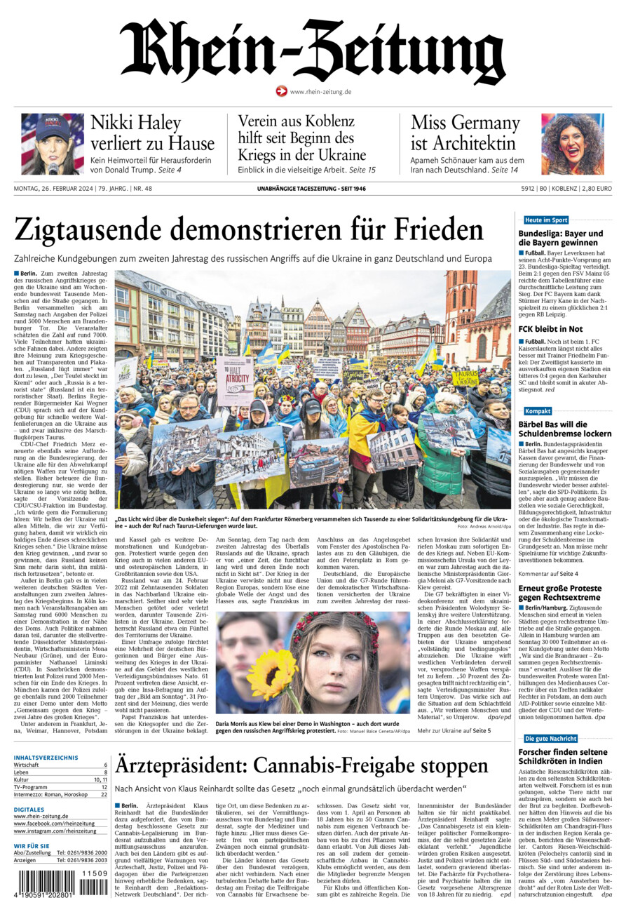 Rhein-Zeitung Koblenz & Region vom Montag, 26.02.2024