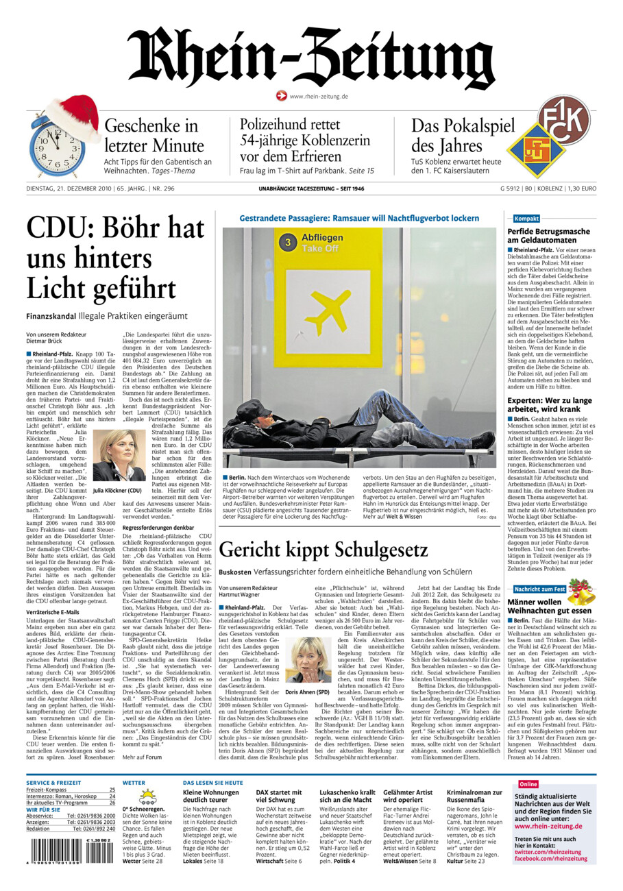Rhein-Zeitung Koblenz & Region vom Dienstag, 21.12.2010