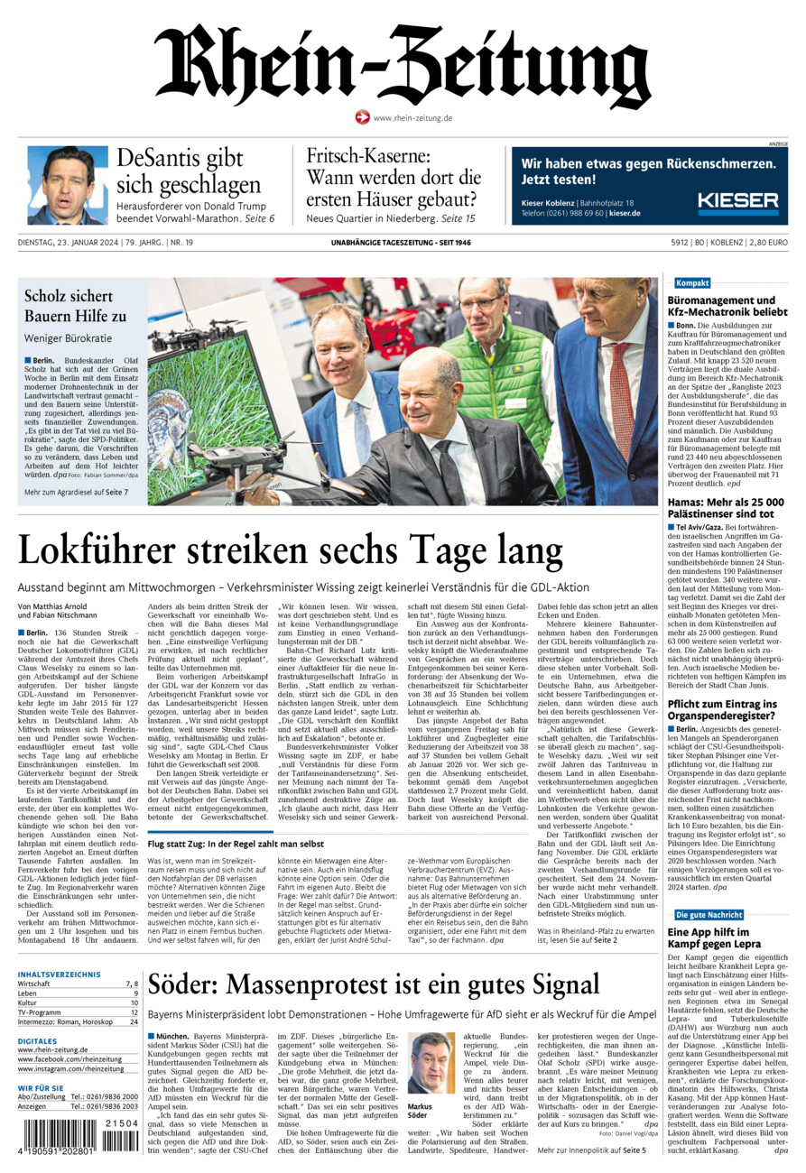 Rhein-Zeitung Koblenz & Region vom Dienstag, 23.01.2024