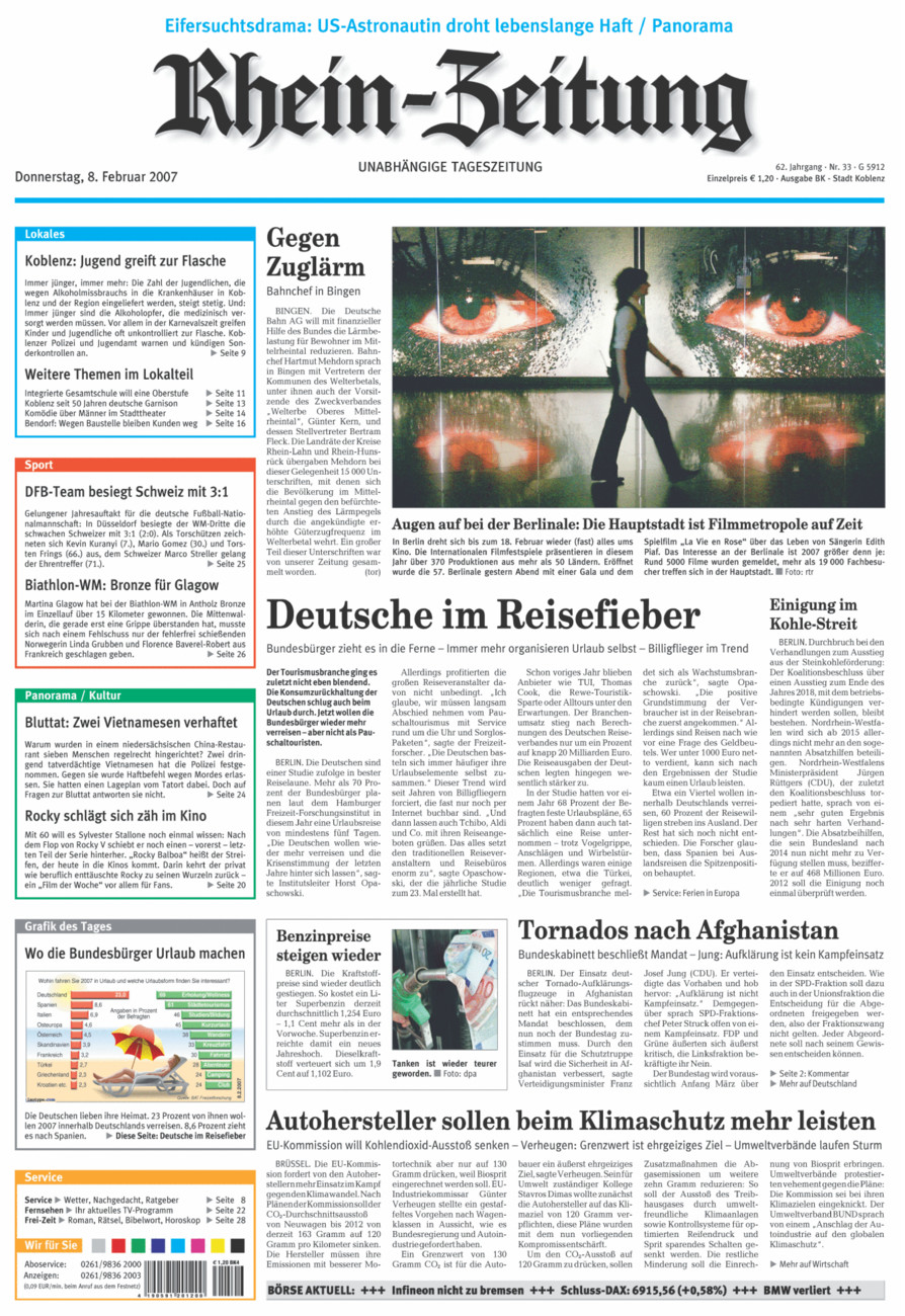 Rhein-Zeitung Koblenz & Region vom Donnerstag, 08.02.2007